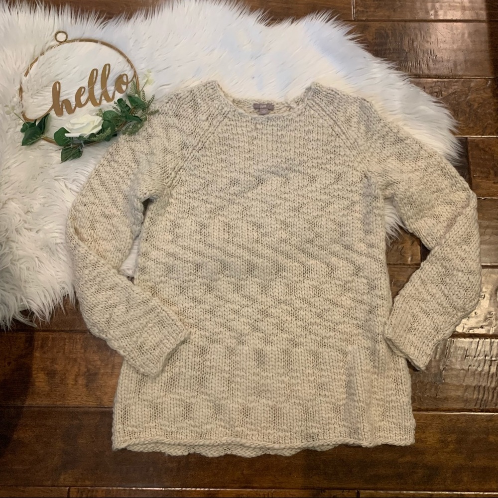 J. Jill Women’s Sweater Ivory Acrylic Wool Alpaca Blend Round Neck size Small